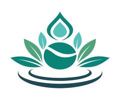 A logo for a spa with a green ball and leaves vector