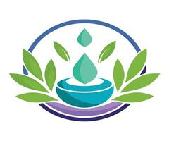A logo for a spa with a drop of water and leaves vector