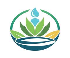 The logo for the company is a bowl with leaves and water vector