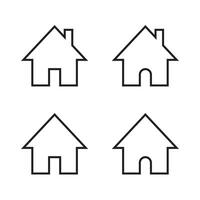 House, home icon set in outline style. Web homepage sign symbol. Editable stroke vector