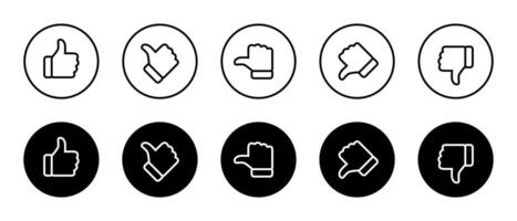 Excellent, good, average, poor, and bad thumb icon on black circle vector