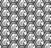 Black and White Fish Tessellation Seamless Pattern Inspired by Escher vector