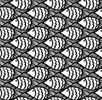 Black and White Cartoon Fish Tessellation with Smooth Flowing Lines vector