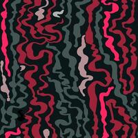 Seamless Abstract Wavy Line Pattern in Red, Green and Pink on Black Background vector