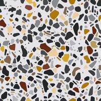 Seamless Terrazzo Floor Texture Pattern with Colourful Marble Pieces on Light Background vector