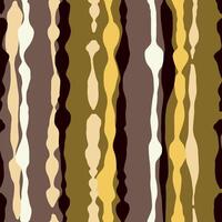 Seamless Wavy Vertical Stripe Pattern in Yellow, White, Dark Brown, Beige and Khaki vector