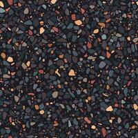 Warm Terrazzo Floor Pattern with Multicolor Stone Chips on Black vector