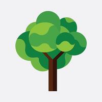 This Vibrant Stylized Tree Graphic Features a Simplified, Almost Cartoonish Design with Bold, Bright Green Leaves And A Brown Trunk vector