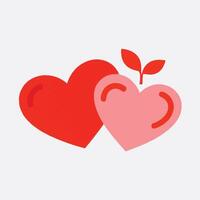 Two Hearts One Red And One Pink With A Sprout Representing Love And Growth vector