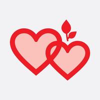 Two Intertwined Hearts With Leaves Symbolizing Love And Growth vector