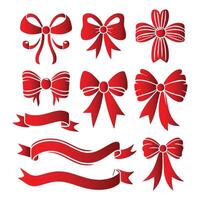 Red bows and ribbons vector