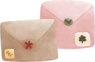 an envelope with a leaf and a stamp on it png