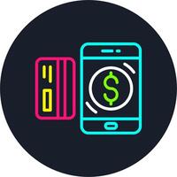 Mobile Money Line Multi Color Design vector