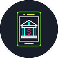 Mobile Banking Line Multi Color Design vector