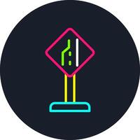 End Of Additional Lane Line Multi Color Design vector