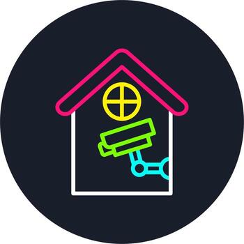 seguridad cámara línea multi color diseño vector