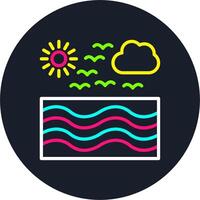 Water Waves Line Multi Color Design vector