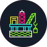 Oil Platform Line Multi Color Design vector