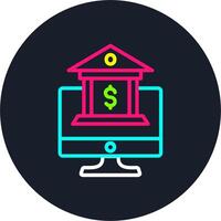 Mobile Banking Line Multi Color Design vector