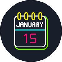 15 January Line Two Colour Icon Design vector