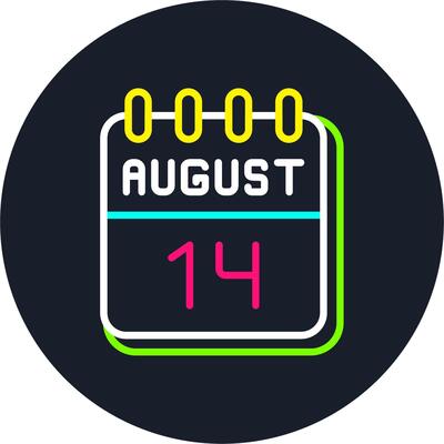 14 August Line Two Colour Icon Design
