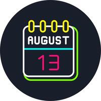 13 August Line Two Colour Icon Design vector
