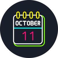 11 October Line Two Colour Icon Design vector