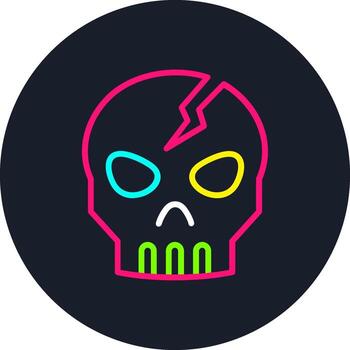 Broken skull Line Multi Color Design vector