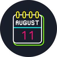 11 August Line Two Colour Icon Design vector