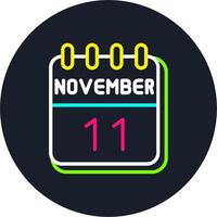 11 November Line Two Colour Icon Design vector