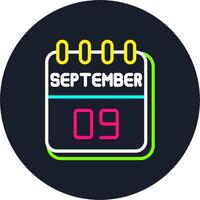 9 September Line Two Colour Icon Design vector