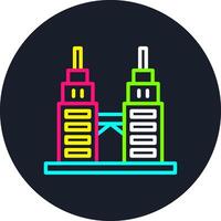 Petronas Twin Tower Line Multi Color Design vector