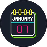 7 January Line Two Colour Icon Design vector
