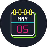 5 May Line Two Colour Icon Design vector