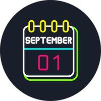 1 September Line Two Colour Icon Design vector