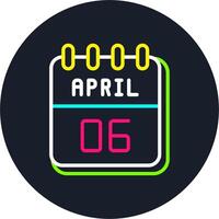 6 April Line Two Colour Icon Design vector