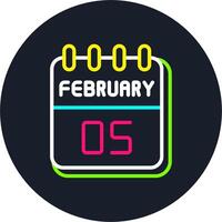 5 February Line Two Colour Icon Design vector