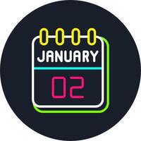2 January Line Two Colour Icon Design vector