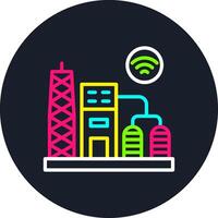 Oil Refinery Line Multi Color Design vector