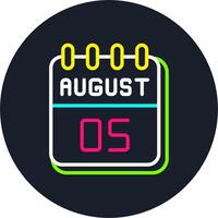 5 August Line Two Colour Icon Design vector