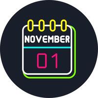 1 November Line Two Colour Icon Design vector