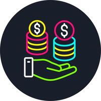 Dollar coin Line Multi Color Design vector