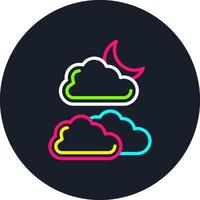 Cloudy Night Line Multi Color Design vector