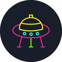 Alien Ship Line Multi Color Design vector