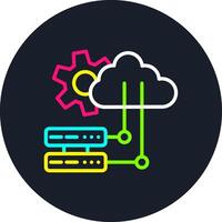 Cloud Server Line Multi Color Design vector