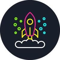 Rocket Launch Line Multi Color Design vector