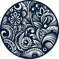 Mandala design, round geometrical shape decorative Floral design Silhouette Motif Pattern, round shape Flower design elements vector