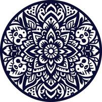 round shape Flower design, round geometrical shape decorative Floral design Silhouette Motif Pattern vector