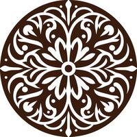 A Circular Mandala Concept round geometrical shape decorative Floral design Silhouette Motif Pattern vector
