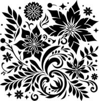 vintage decorative Floral Motif pattern design design Silhouette in black and white background vector